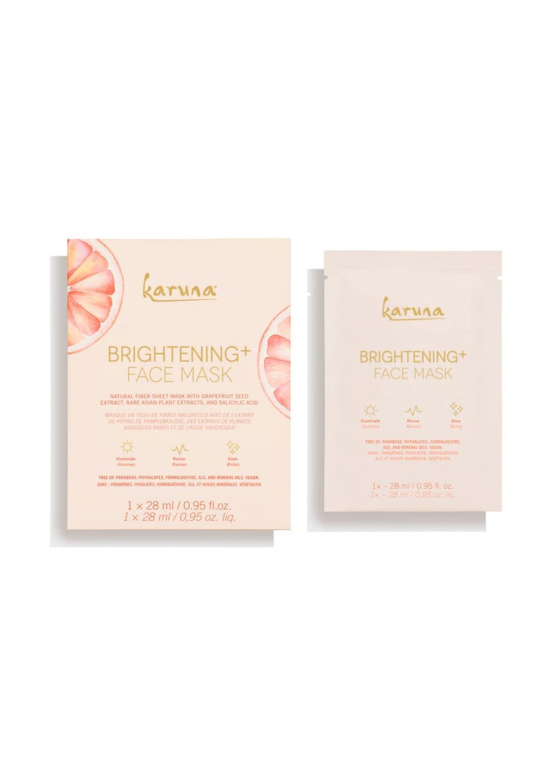 Karuna Brightening Face Mask Sheets Facial and Beauty Skin Care Essential to Brighten Skin and Reduce Hyperpigmentation or Dark Spots Contains Grapefruit Seed Extract and Salicylic Acid 1 Sheet