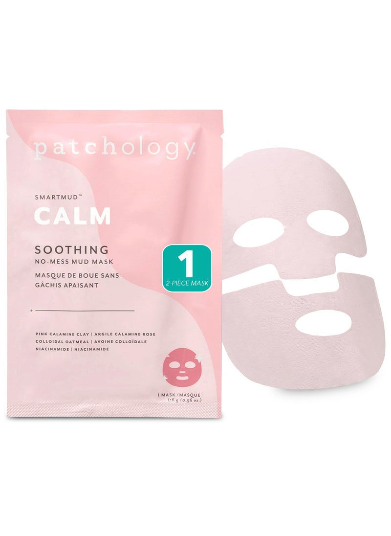 Patchology Calm SmartMud Clay Mask For Face  No Mess Soothing Mud Mask wCalamine Colloidal Oatmeal  Niacinamide  Reduces Redness  Moisturizes Skin  Face Mask Skin Care for Women 1 Count