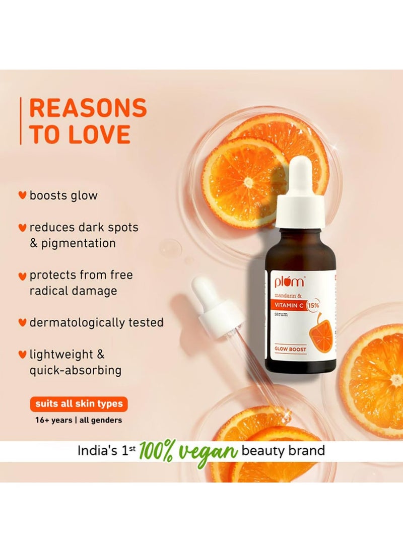 15% Vitamin C Serum for Glowing Skin | for Oily, Dry & Combination Skin | Reduce Pigmentation & Dark Spot |with Mandarin | Non-Irritating, Hydrating & Soothing | 30ml