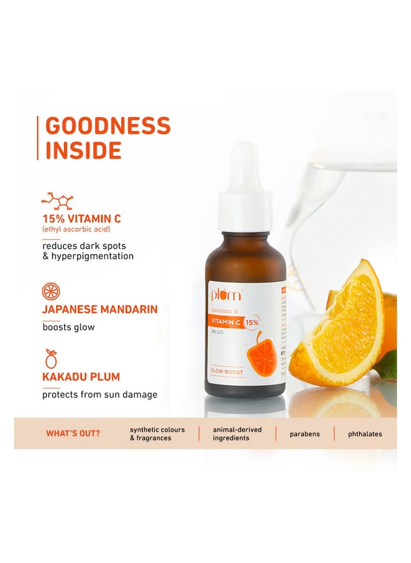 15% Vitamin C Serum for Glowing Skin | for Oily, Dry & Combination Skin | Reduce Pigmentation & Dark Spot |with Mandarin | Non-Irritating, Hydrating & Soothing | 30ml