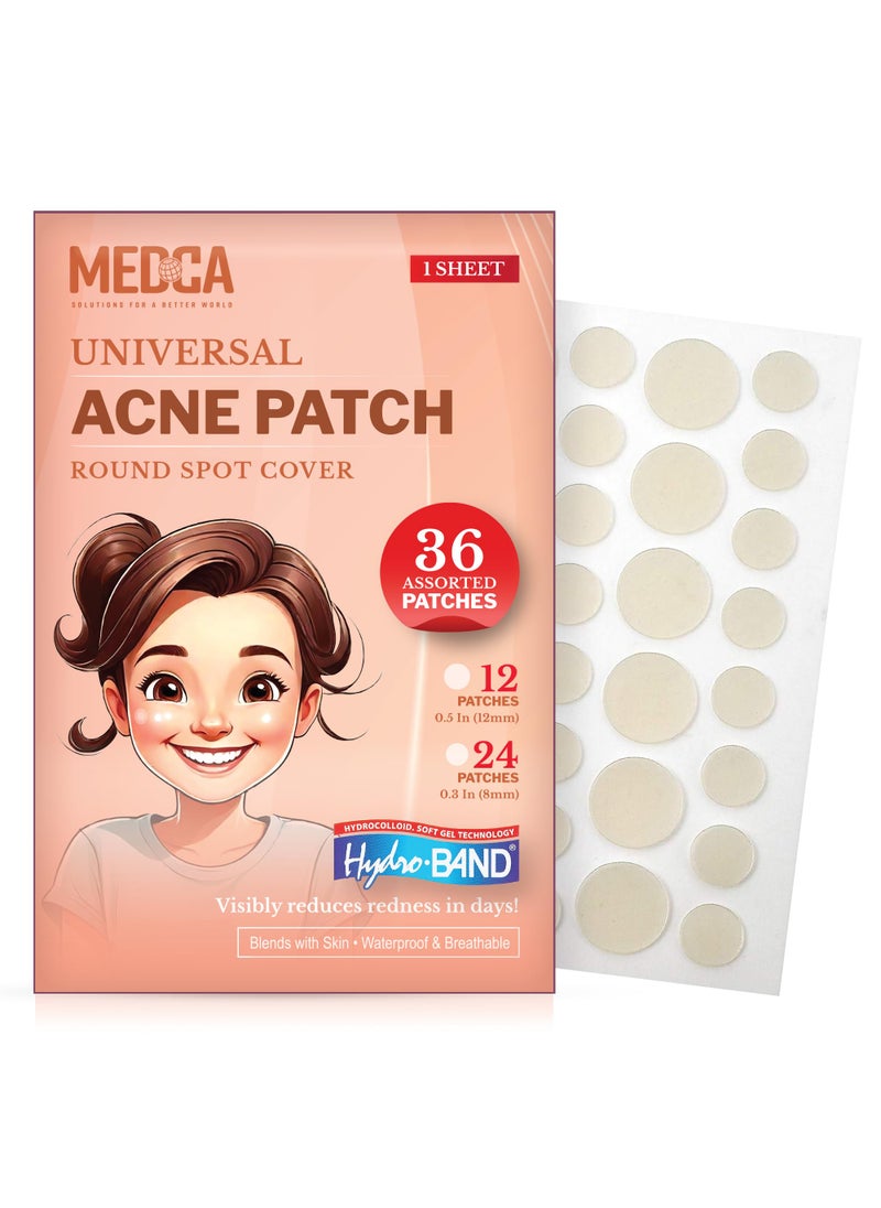 MEDca Acne Patches for Face  Hydrocolloid Bandages 36 Count Pimple Patches for Face in 2 Universal Sizes Acne Spot Treatment Care for Face  Skin Spot Patch Conceals Zits Acne and Blackheads