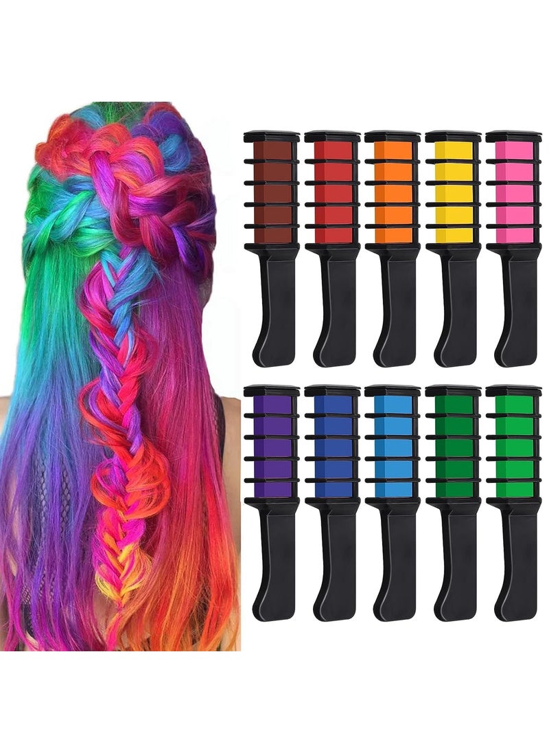 Kalolary 10 Color Temporary Hair Chalk Comb Set Washable Hair Dye for Girls Kids Gifts on Birthday Cosplay Party for Age 4 5 6 7 8 9 10 12 13
