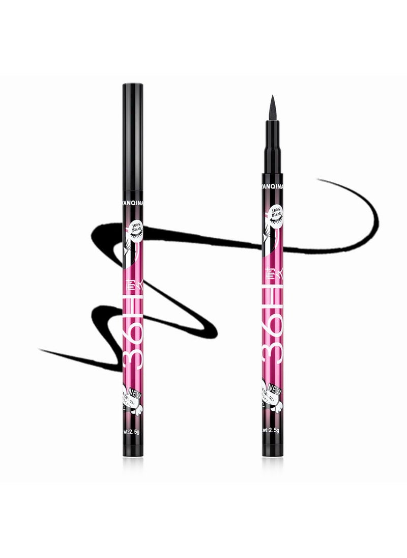 Gnker Eyeliner Waterproof Professional Liquid Long Lasting Cosmetics Eye Liner Pen Black 2 pcs