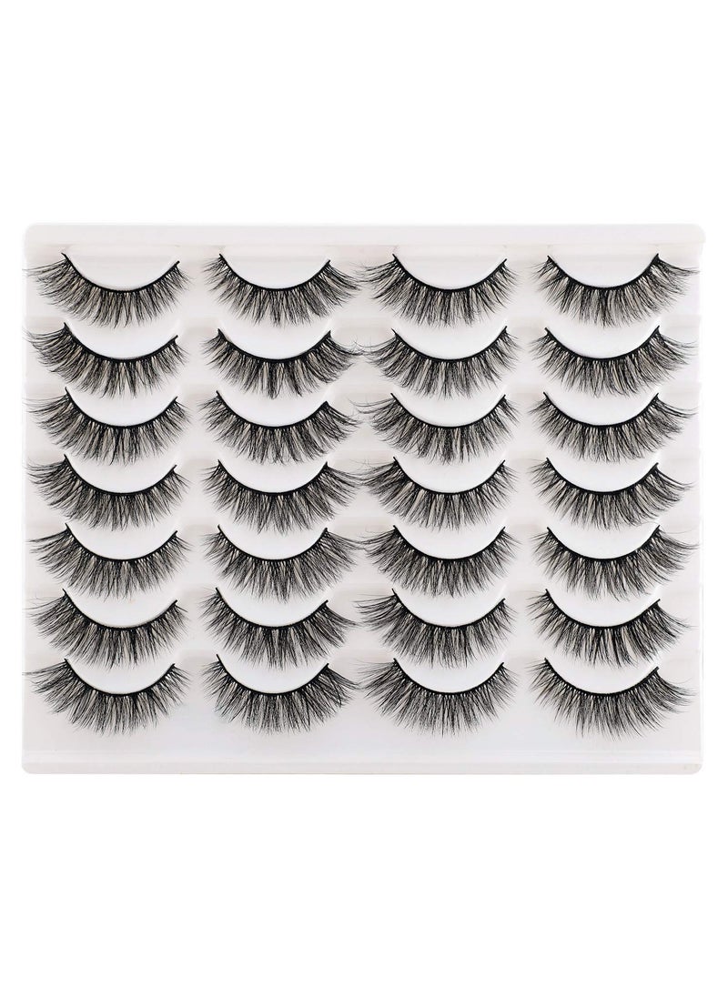 Newcally Lashes False Eyelashes Cat Eyes Wispy Natural Faux Mink Lashes 14 Pairs Pack Light Volume Short Fake Eye Lashes Multipack