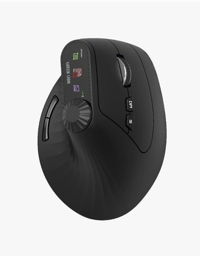 Smart OLED Vertical Mouse 4000DPI with Multi-Function Knob & Dual Mode Switching / Ergonomic Design / Copy/Paste Function / 65 Hours Working Time / 10G Acceleration - Black