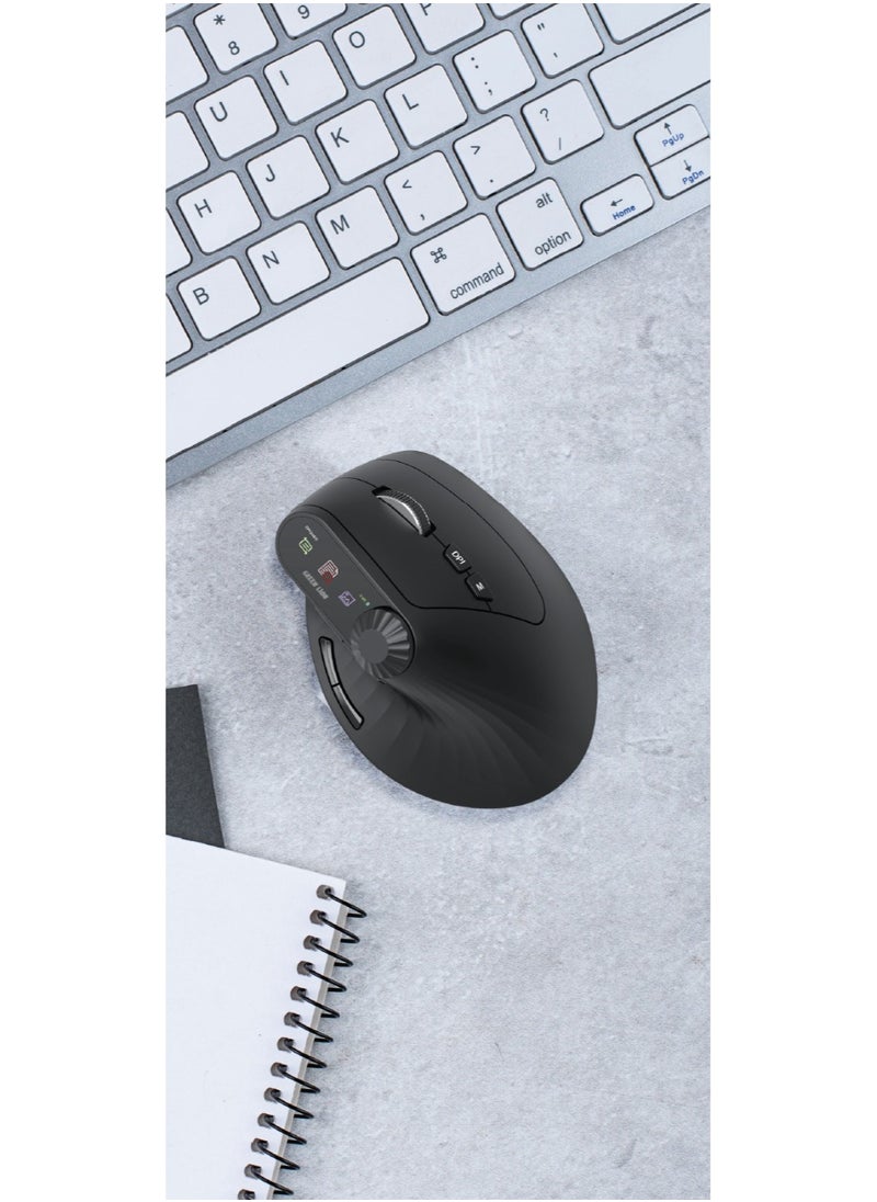 Smart OLED Vertical Mouse 4000DPI with Multi-Function Knob & Dual Mode Switching / Ergonomic Design / Copy/Paste Function / 65 Hours Working Time / 10G Acceleration - Black