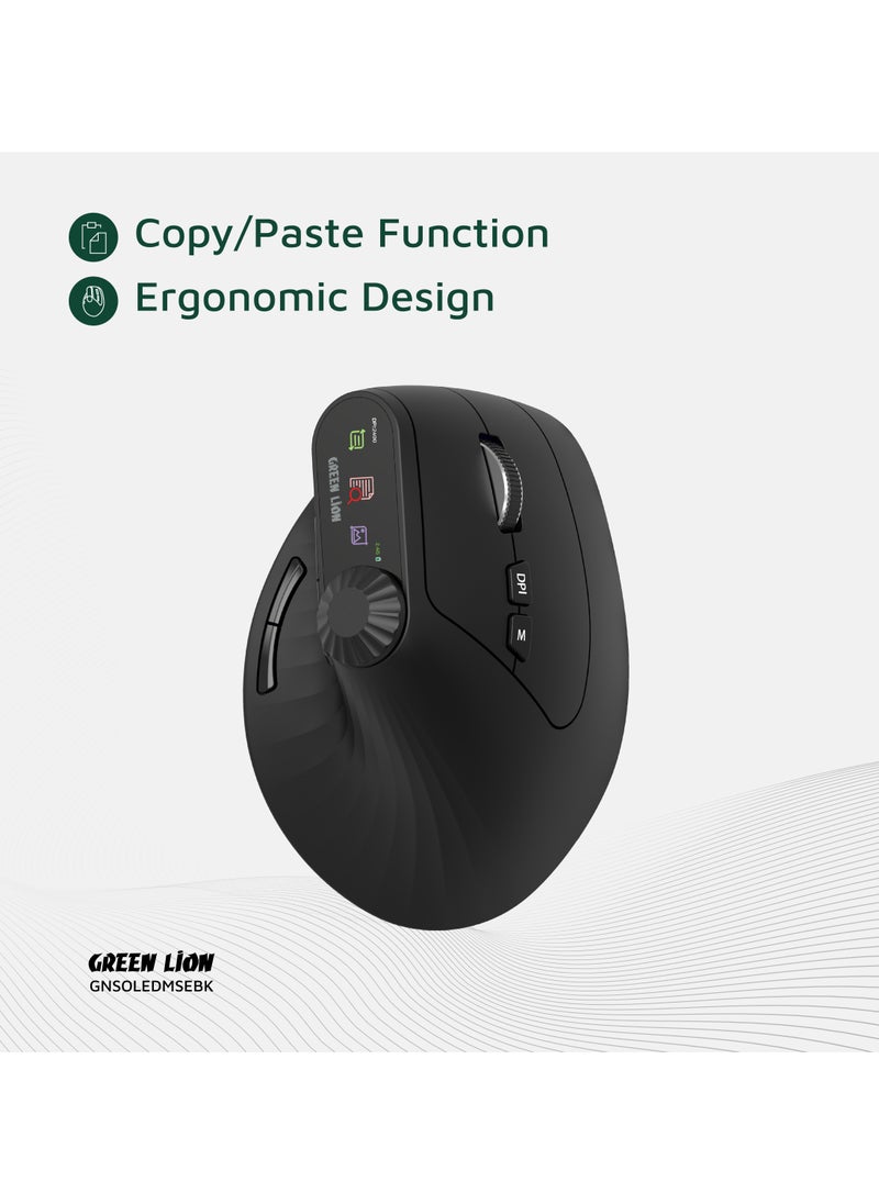 Smart OLED Vertical Mouse 4000DPI with Multi-Function Knob & Dual Mode Switching / Ergonomic Design / Copy/Paste Function / 65 Hours Working Time / 10G Acceleration - Black