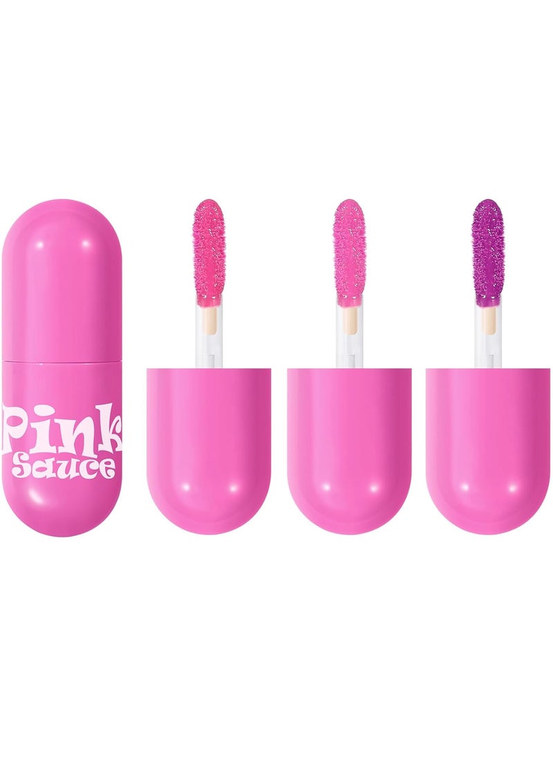 BEUKING 3 Pcs Lipstick Set Pink Mirror Waterproof High Pigment NonSmudge Liquid Nude Lip Gloss Smooth Red Pink Longlasting Wear Nonstick Lightweight Lip Stain Set for Women Lady Girl Lip Makeup B