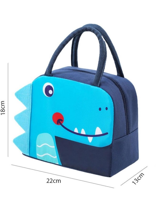 House of Quirk Insulated Lunch Bag Office Lunch Bag Cooler Bag Lunch Bag Picnic Bag Pocket Bag Waterproof Insulated Canvas for Women & Men (Blue Dinosaur), 5 Liters