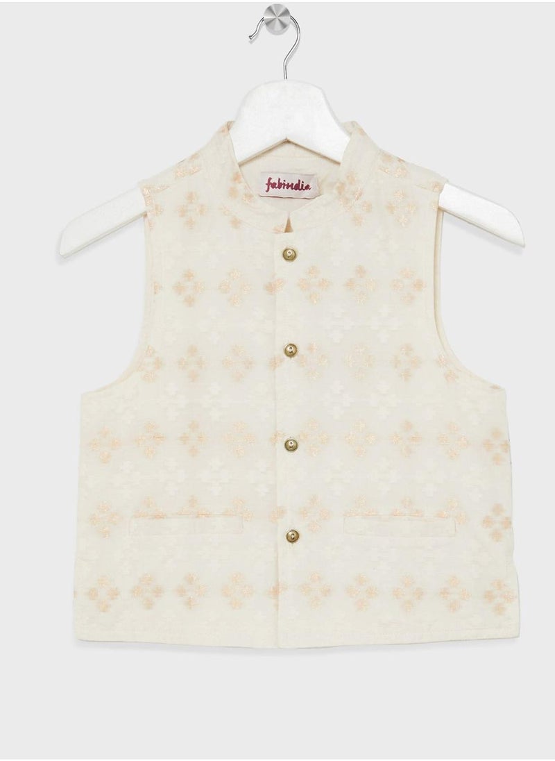 Kids Plain Long Kurta With Jacket