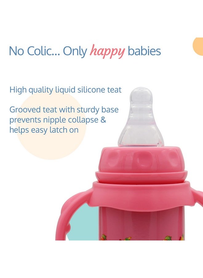 LuvLap 4 in 1 Slim Neck Steel Baby Bottle Cum Sipper with Handle (Pink)