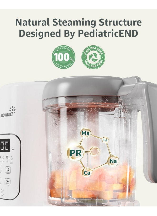 GROWNSY Baby Food Maker | Baby food Processor | All-in-One Baby Food Puree Blender Steamer Grinder Mills Machine Auto Cooking & Grinding with Self Cleans Touch Screen LCD Display, BPA Free