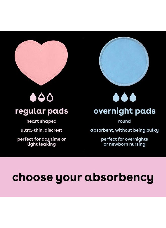 Bamboobies Women’s Nursing Pads, Reusable and Washable, Pink Regular and Blue Overnight, Variety Pack, Leak-Proof Pads for Breastfeeding, 2 Pairs