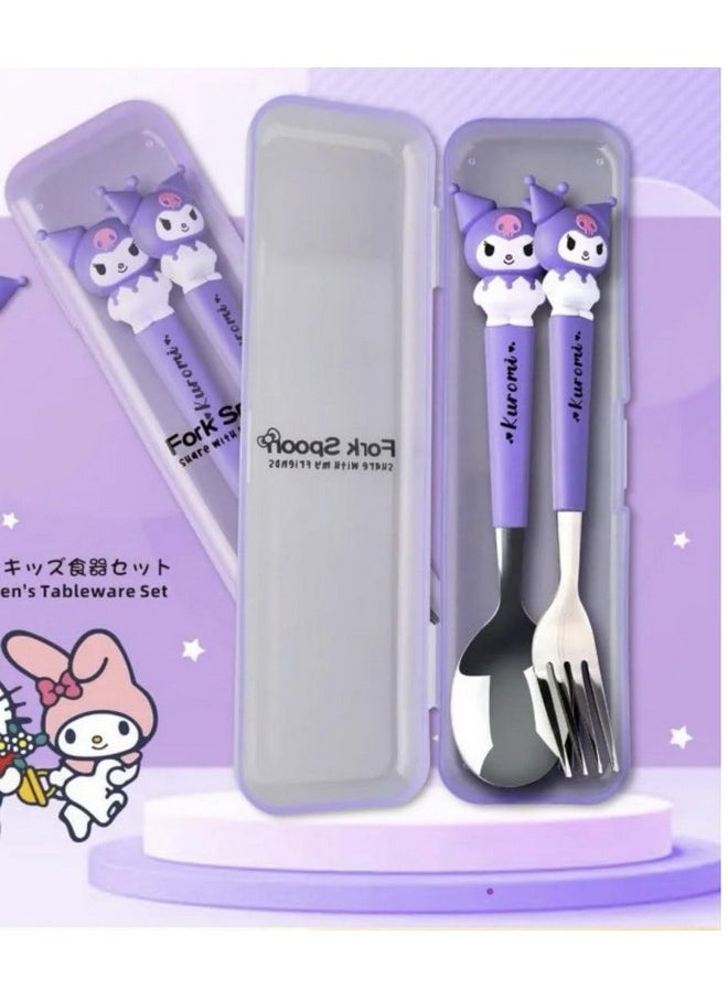 Generic Kuromii Cute Caracter Flatware Set, Spoon and Fork, standard, Purple, children#39