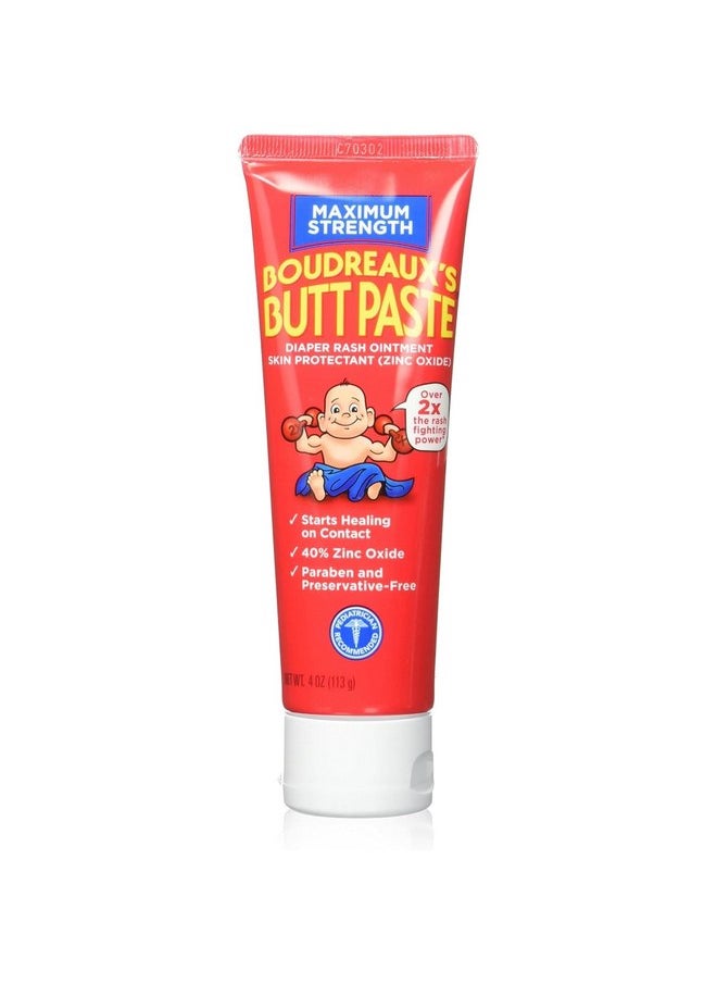 Boudreaux's Maximum Strength Butt Paste Ointment 4 oz (Pack of 6)