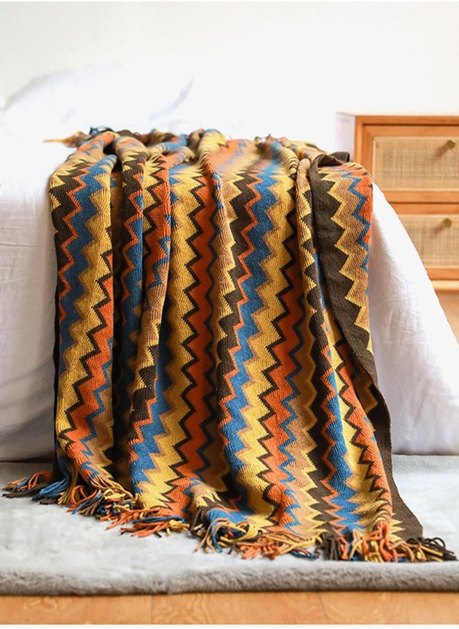 Knitted Tassel Blankets, Super Soft Cozy Lightweight Decorative Throw Blankets for Couch , Bed, Sofa, Outdoor Throw Blanket All Seasons 127x178CM（coffee  color）
