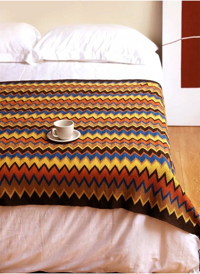 Knitted Tassel Blankets, Super Soft Cozy Lightweight Decorative Throw Blankets for Couch , Bed, Sofa, Outdoor Throw Blanket All Seasons 127x178CM（coffee  color）