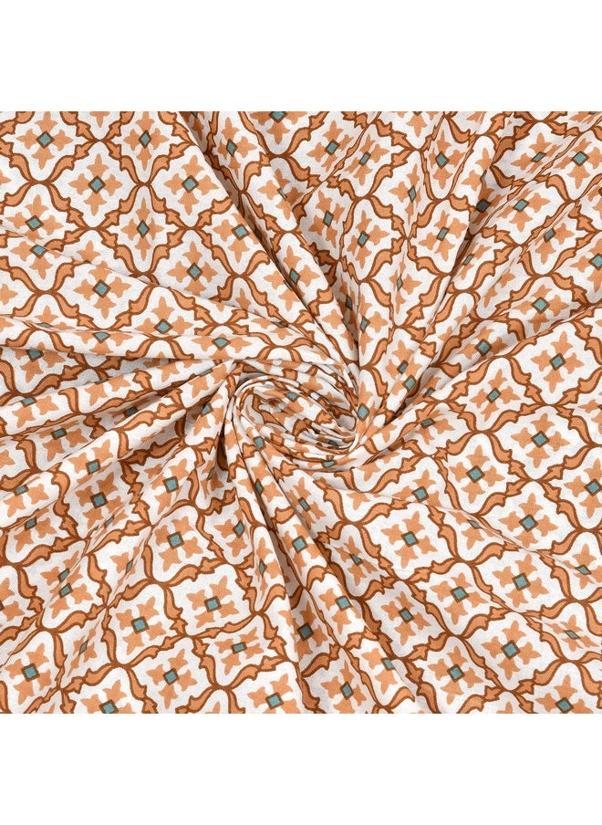 MAFATLAL Cotton Floral Double Bedsheet with 2 Pillow Covers (Brown)