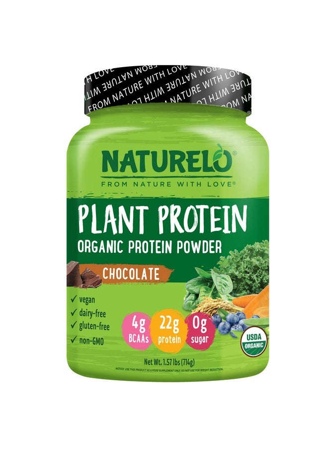 Naturelo Plant Protein Powder, Chocolate, 22G Protein - Non-Gmo, Vegan, No Gluten, Dairy, Or Soy - No Artificial Flavors, Synthetic Coloring, Preservatives, Or Additives - 20 Servings