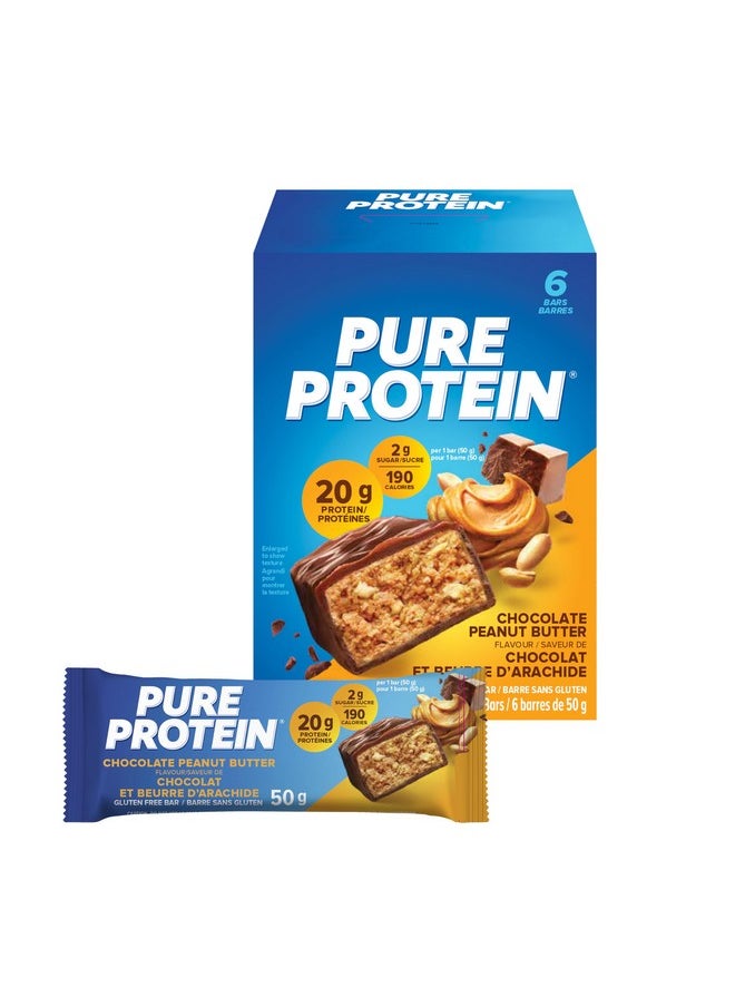 Pure Protein Bars, Gluten Free, Snack Bars, Chocolate Peanut Butter, 50 Gram, 6 Count, Imported From Canada)