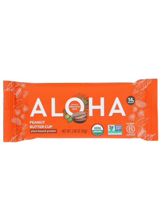 Aloha Organic Peanut Butter Cup Protein Bars, 14G Plant-Based Protein, Usda Certified Organic, Gluten Free & Non-Gmo, 1.98 Oz (Pack Of 12)