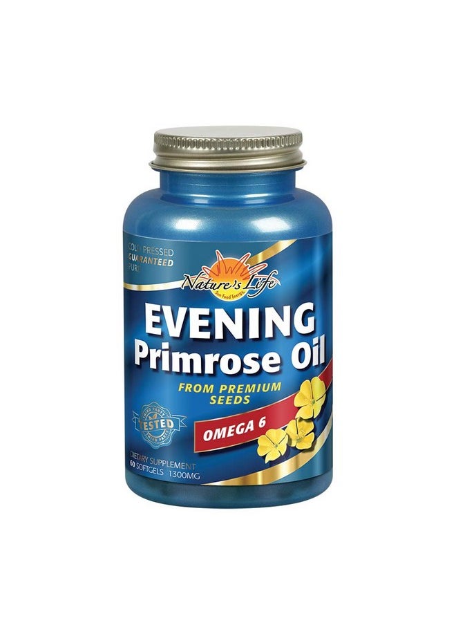 Nature's Life Evening Primrose Oil 1300 mg | PMS and Menopause Balance Support for Women | Skin Health | 60ct