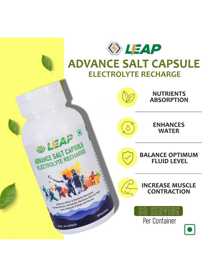 Advance Salt Capsules, Electrolyte Replacement For Runners, Cyclists, And Athletes From Other Sports, 60 Vegan Non-Caffeinated Capsules (Pack Of 1)