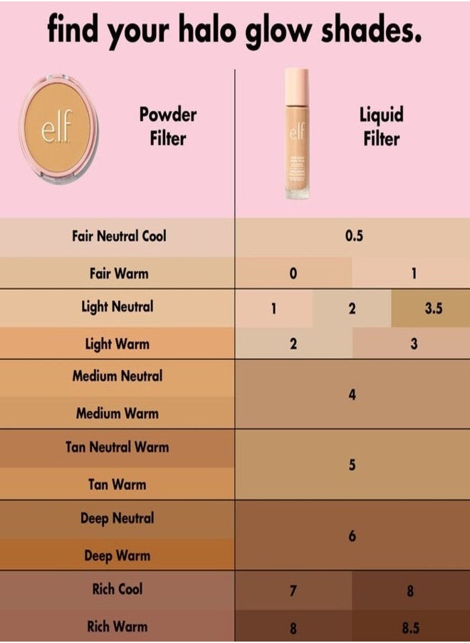 e.l.f. Halo Glow Liquid Filter Complexion Booster – Shade 3 Light/Medium, 31.5ml | Illuminating Liquid Makeup for Radiant, Soft-Focus Glow | Infused with Hyaluronic Acid | Hydrating, Vegan & Cruelty-Free