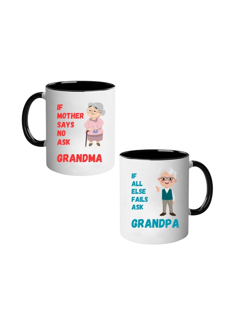 National Grandparents Day Black Coffee Mug Set–Pack Of 2,11Oz Ceramic Mugs–Grandparent Coffee Mugs From Granddaughter Grandson|Use For Coffee,Tea&Hot Drinks