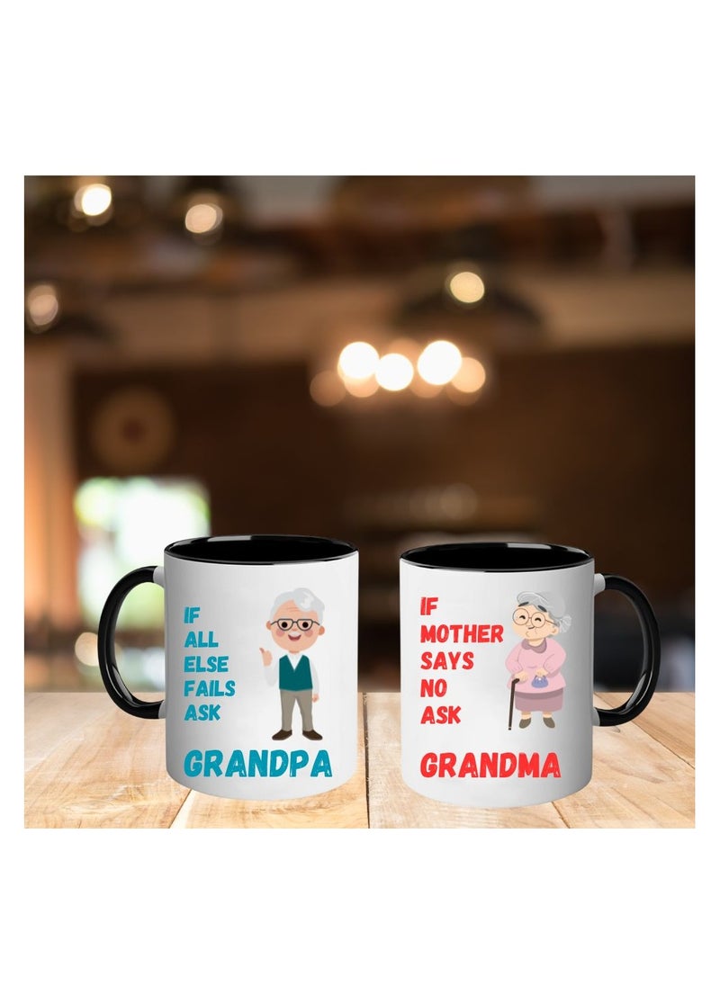 National Grandparents Day Black Coffee Mug Set–Pack Of 2,11Oz Ceramic Mugs–Grandparent Coffee Mugs From Granddaughter Grandson|Use For Coffee,Tea&Hot Drinks