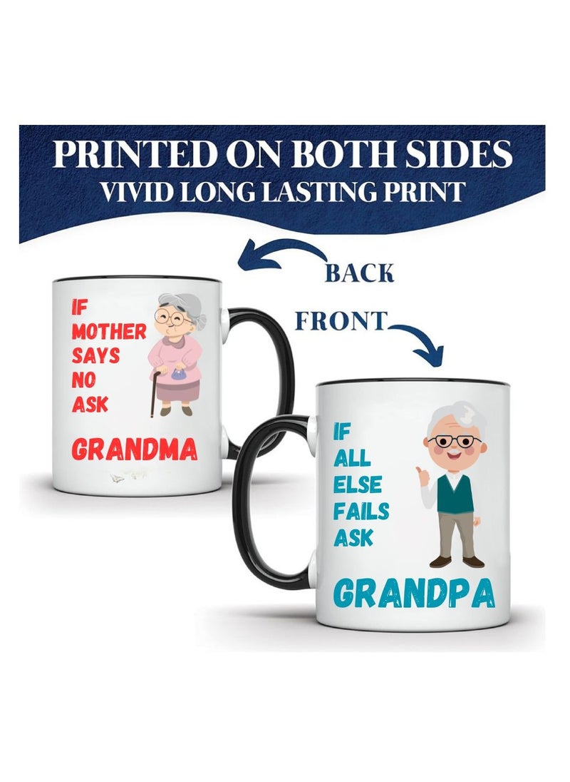 National Grandparents Day Black Coffee Mug Set–Pack Of 2,11Oz Ceramic Mugs–Grandparent Coffee Mugs From Granddaughter Grandson|Use For Coffee,Tea&Hot Drinks