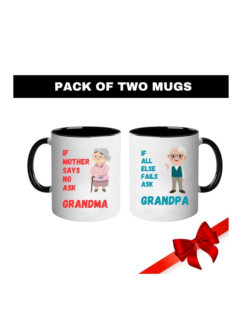 National Grandparents Day Black Coffee Mug Set–Pack Of 2,11Oz Ceramic Mugs–Grandparent Coffee Mugs From Granddaughter Grandson|Use For Coffee,Tea&Hot Drinks