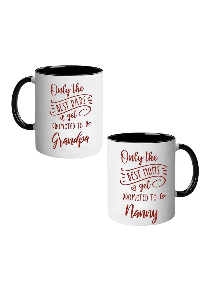 National Grandparents Day Black Coffee Mug Set–Pack Of 2,11Oz Ceramic Mugs–Grandparent Coffee Mugs From Granddaughter Grandson|Use For Coffee,Tea&Hot Drinks