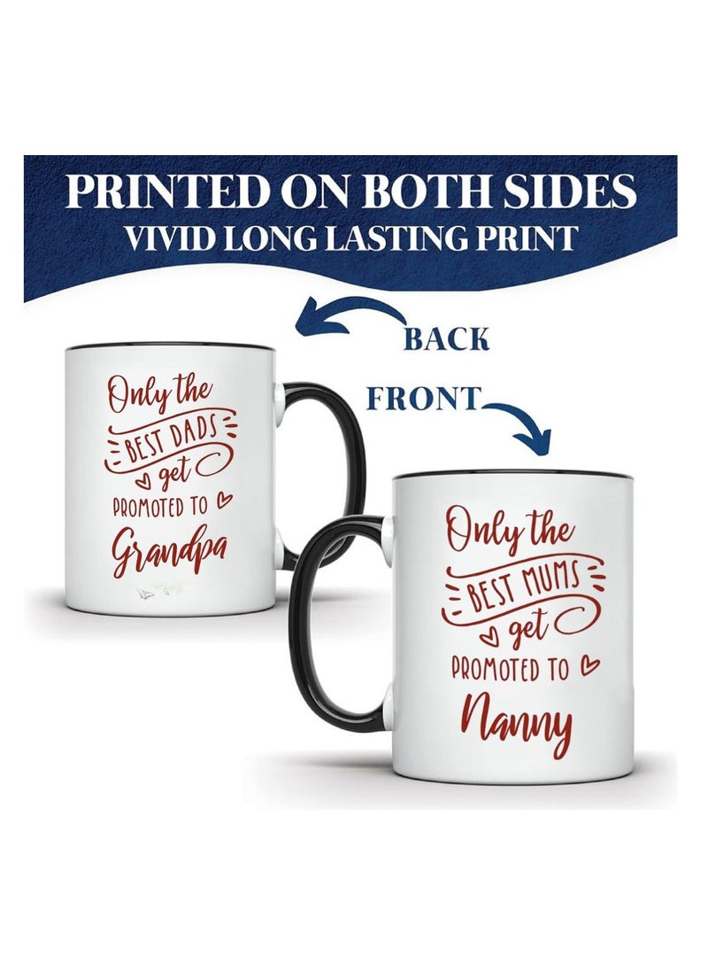 National Grandparents Day Black Coffee Mug Set–Pack Of 2,11Oz Ceramic Mugs–Grandparent Coffee Mugs From Granddaughter Grandson|Use For Coffee,Tea&Hot Drinks