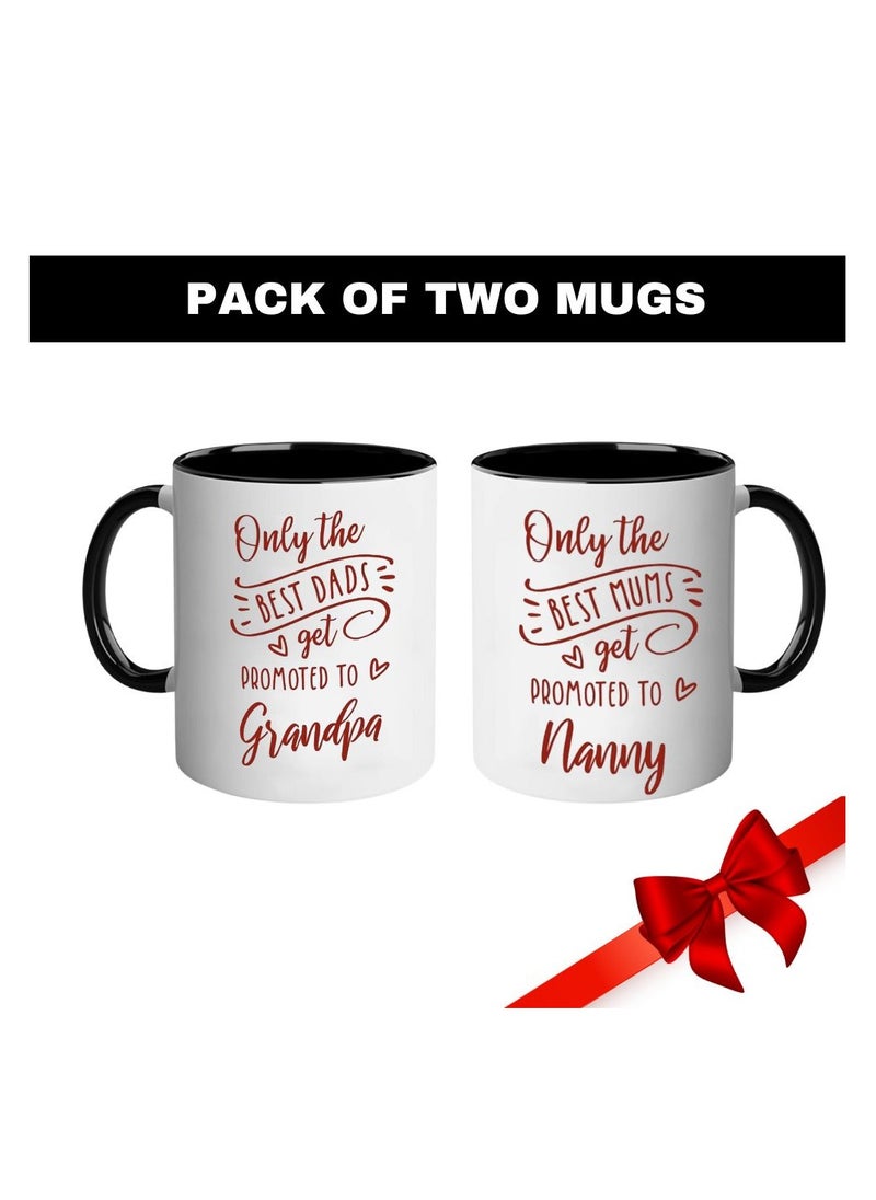 National Grandparents Day Black Coffee Mug Set–Pack Of 2,11Oz Ceramic Mugs–Grandparent Coffee Mugs From Granddaughter Grandson|Use For Coffee,Tea&Hot Drinks