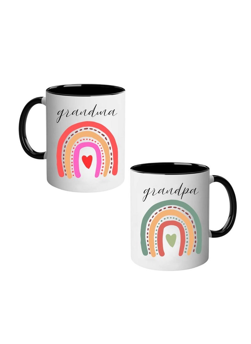 National Grandparents Day Black Coffee Mug Set–Pack Of 2,11Oz Ceramic Mugs–Grandparent Coffee Mugs From Granddaughter Grandson|Use For Coffee,Tea&Hot Drinks