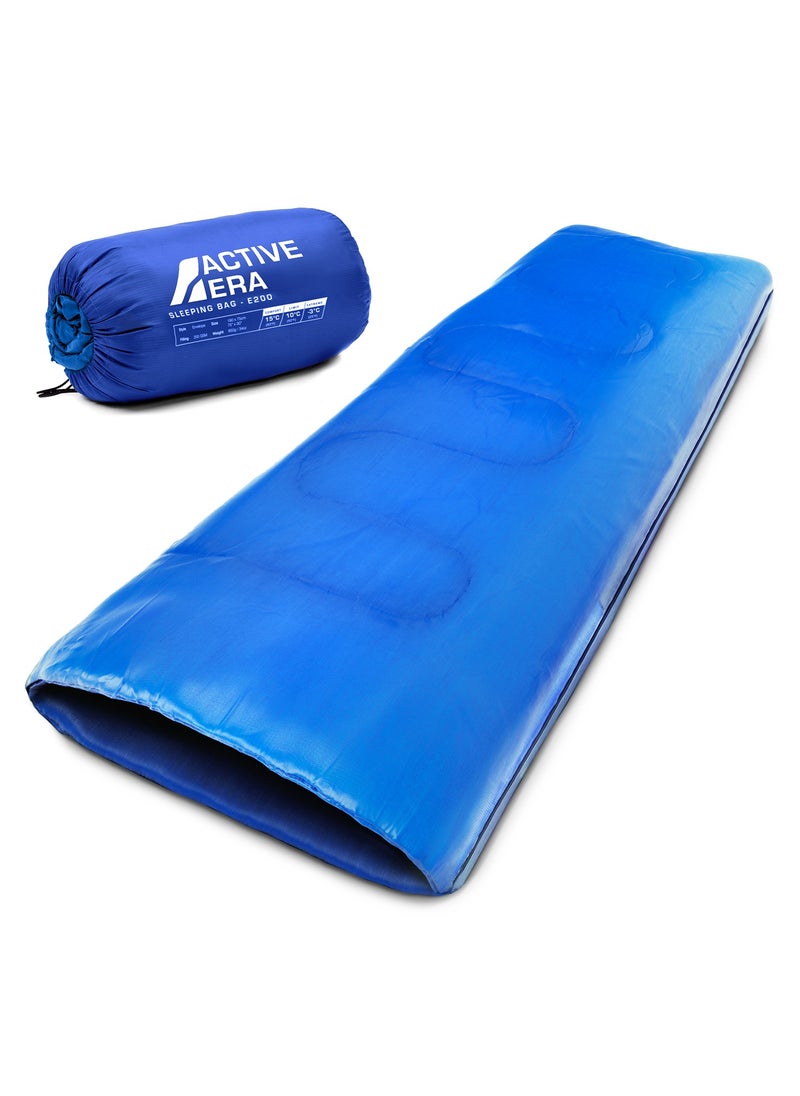 Era Premium Envelope Sleeping Bag For Adults And Kids, Lightweight & Warm For Traveling, Camping, Hiking, Indoor & Outdoor Activities - Rectangle, 190 X 75 Cm - Blue