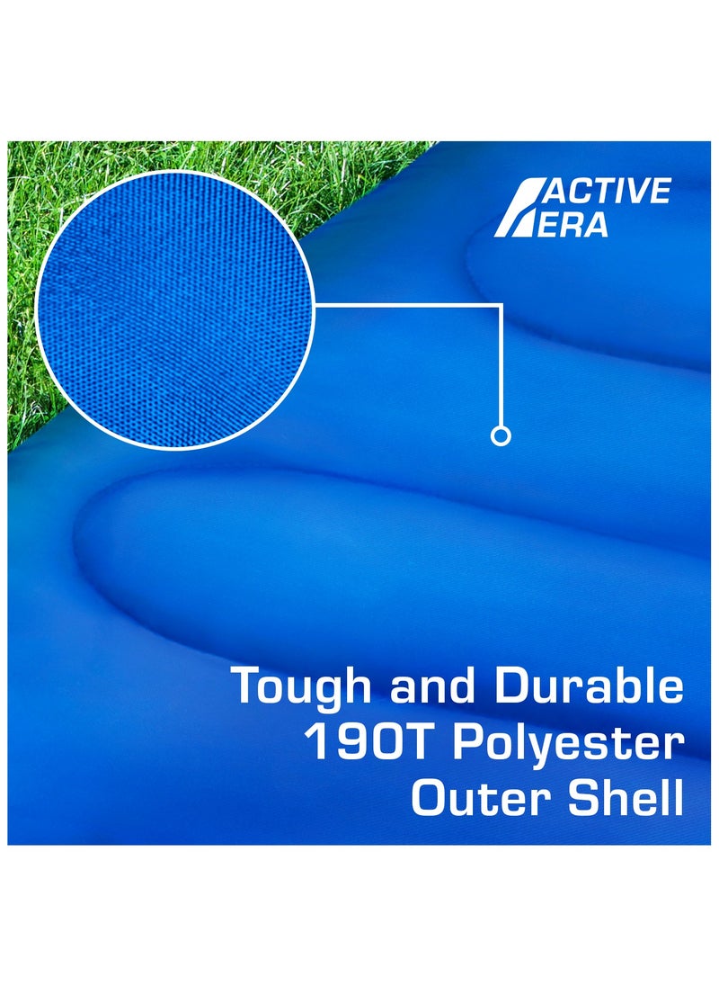 Era Premium Envelope Sleeping Bag For Adults And Kids, Lightweight & Warm For Traveling, Camping, Hiking, Indoor & Outdoor Activities - Rectangle, 190 X 75 Cm - Blue