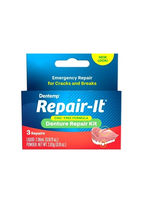 Dentemp Repair Kit  RepairIt Advanced Formula Denture Repair Kit  Denture Repair Kit Repairs Broken Dentures  Denture Repair to Mend Cracks  Replace Loose Teeth