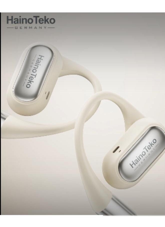 OpenFit Bluetooth Earphones with High-Quality Sound, Super Clear Mic, and Touch Controls – Stylish & Comfortable White Wireless Earbuds for Music, Calls, and Sports