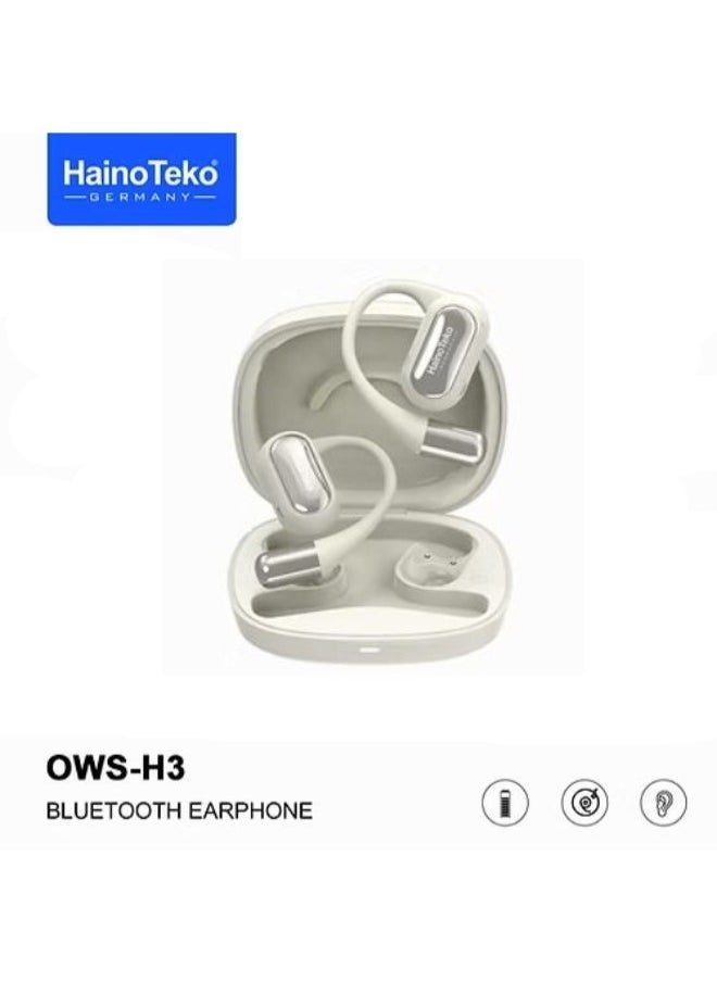 OpenFit Bluetooth Earphones with High-Quality Sound, Super Clear Mic, and Touch Controls – Stylish & Comfortable White Wireless Earbuds for Music, Calls, and Sports