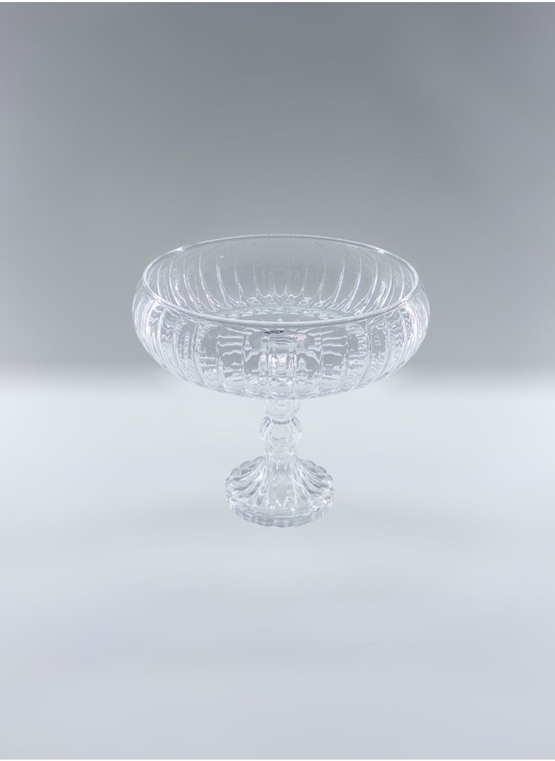 Gift Linea Design Serving Bowl With Stand Handmade Glass