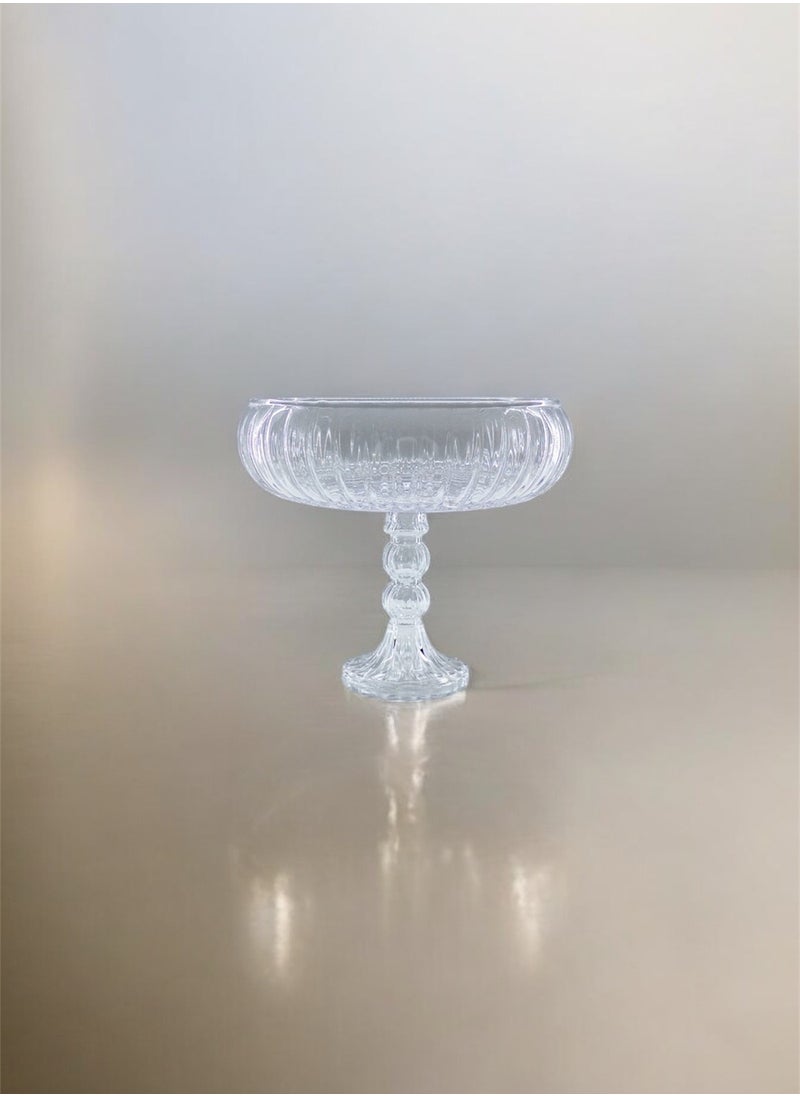 Gift Linea Design Serving Bowl With Stand Handmade Glass