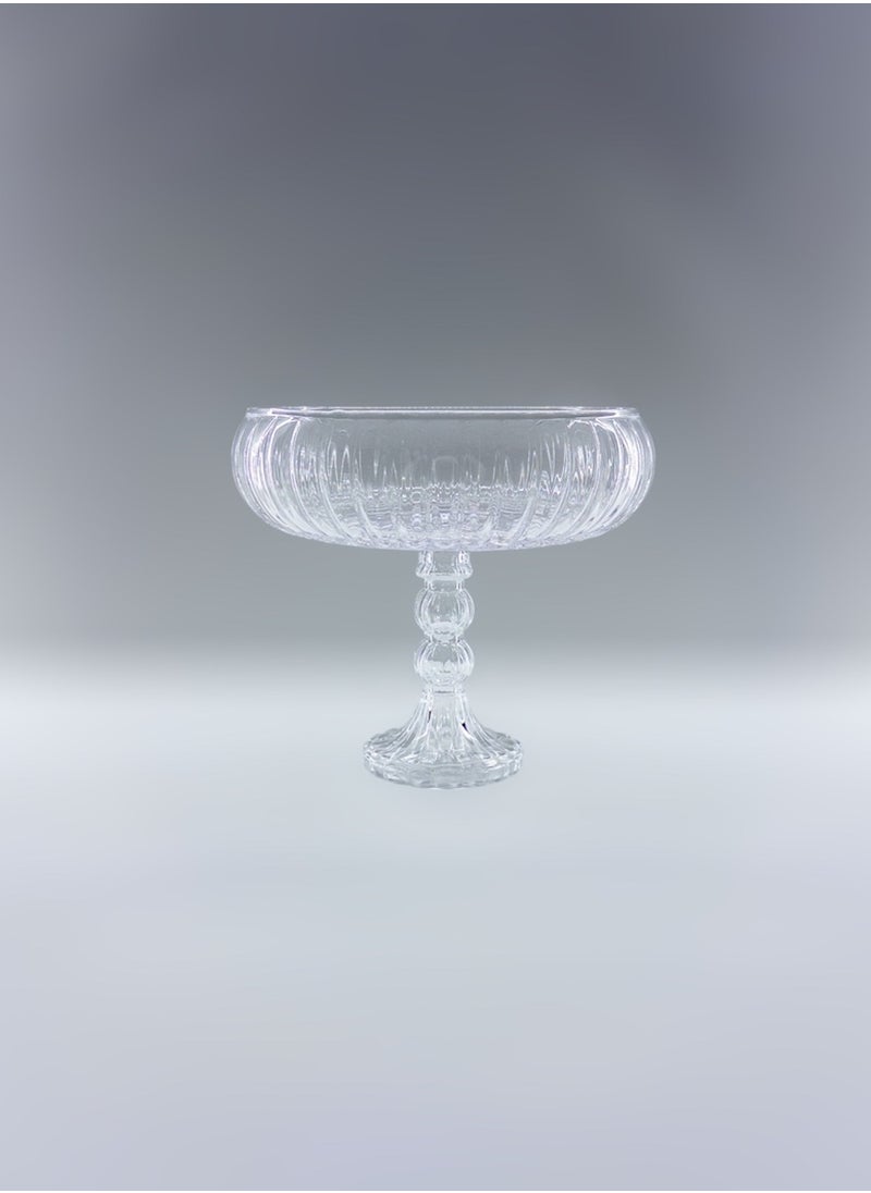 Gift Linea Design Serving Bowl With Stand Handmade Glass