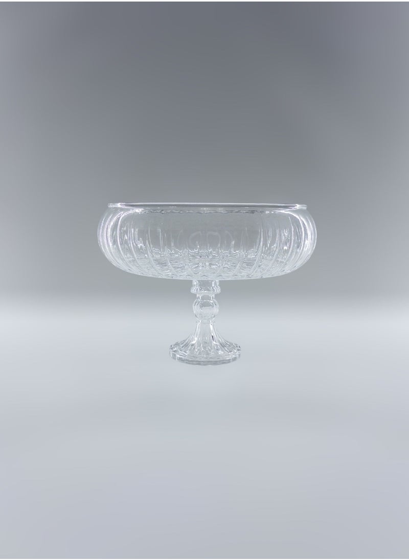 Gift Linea Design Serving Bowl With Stand Handmade Glass