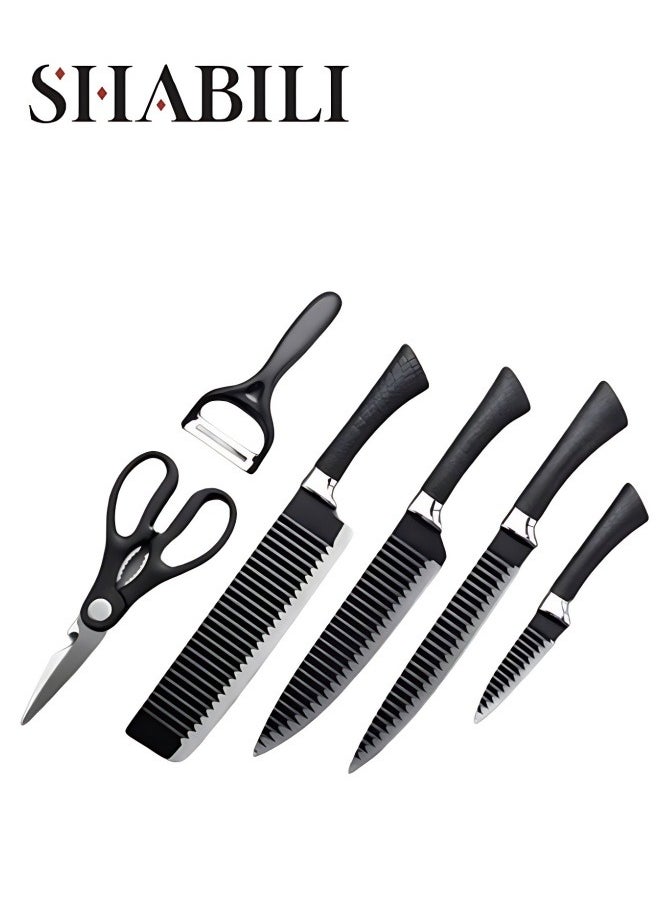 6-piece Kitchen Rust-proof Knife Set with Meat Cleaver, Vegetable Knife, Fruit Knife, Stainless Steel Knife Set, Non-stick and Scratch-resistant, Suitable for Cooking Enthusiasts, Chefs, Women