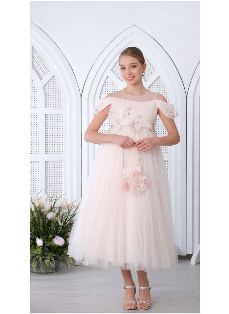 Flower Teen Dress Salmon 3143