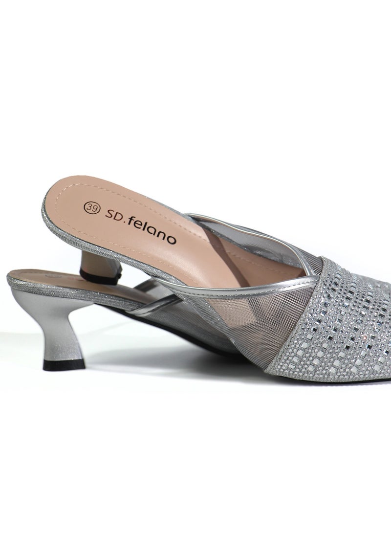 SD Felano Women's Slide Heels - Stylish Comfortable Slide-On High Heels for Women, Cushioned Platform Heels for Parties, Weddings, and Evening Events, Elegant & Easy to Wear