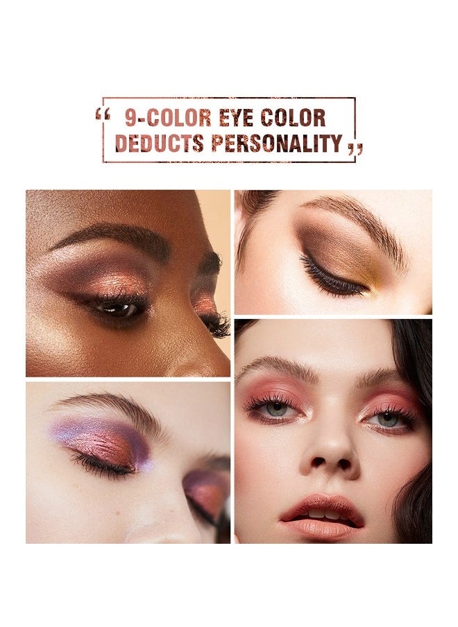 Nude Magical，9 Color Pink Nude Light Warm Color Eyeshadow Palette Makeup,Glitter Matte Natural Neutral Colorful Eyeshadow Waterproof Long Lasting Natural Mixing Pigment Makeup