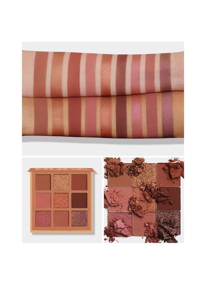 Nude Magical，9 Color Pink Nude Light Warm Color Eyeshadow Palette Makeup,Glitter Matte Natural Neutral Colorful Eyeshadow Waterproof Long Lasting Natural Mixing Pigment Makeup